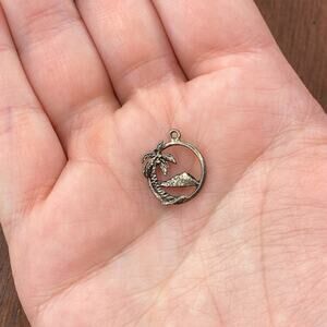 Vintage 925 Sterling Silver Hawaii Diamond Head Palm Tree Pendant Bracelet Charm